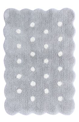 Lorena Canals Mini Biscuit Washable Cotton Blend Rug in Pearl Grey White