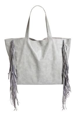 Area Stars Fringe Faux Leather Tote in Grey