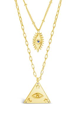 Sterling Forever Set of 2 Evil Eye Cubic Zirconia Necklaces in Gold