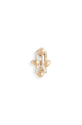 Lizzie Mandler Fine Jewelry Mini Baguette Stud Earring in White Diamond Yellow Gold