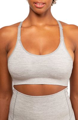 Modern Eternity Seamless Maternity/Nursing Racerback Yoga Bra in Graphite Melange