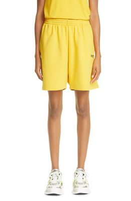 Balenciaga Embroidered Campaign Logo Cotton Sweat Shorts in 0744 Yellow/White/Red W