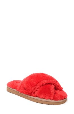 Minnetonka Lilly Faux Shearling Slippers in Red