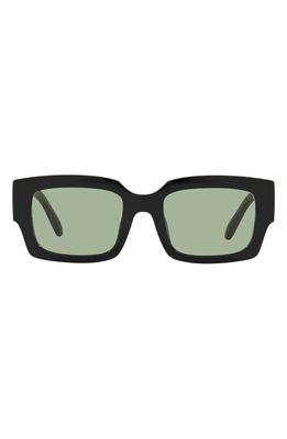 Tory Burch 51mm Rectangular Sunglasses in Shiny Black/Mint Solid
