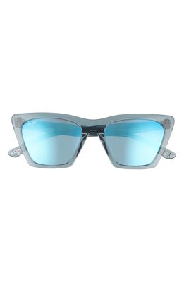 Maui Jim Kini Kini 54mm Mirrored Polarized Rectangular Sunglasses in Steel Blue With Crystal/Blue