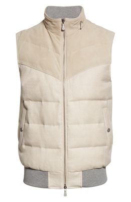 Eleventy Mixed Media Down Puffer Vest in Sand