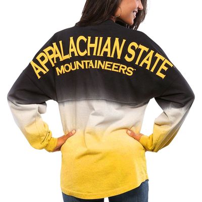 Women's Black Appalachian State Mountaineers Ombre Long Sleeve Dip-Dyed Spirit Jersey