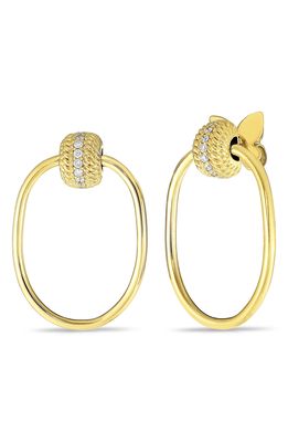 Roberto Coin Opera Diamond Hoop Earrings in Yellow Gold