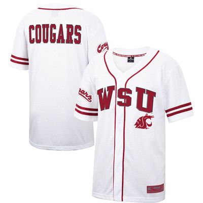 Men's Colosseum White/Crimson Washington State Cougars Free Spirited Baseball Jersey