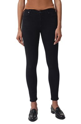 Citizens of Humanity High Waist Skinny Jeans in Plush Black/Black