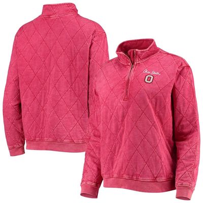 Women's Gameday Couture Scarlet Ohio State Buckeyes Unstoppable Chic Quilted Quarter-Zip Jacket