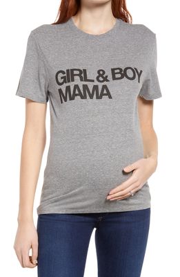 Bun Maternity Girl & Boy Mama Jersey Maternity/Nursing Graphic Tee in Heather Gray