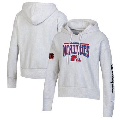 Women's Champion Heathered Gray Quebec Nordiques Reverse Weave Pullover Hoodie in Heather Gray