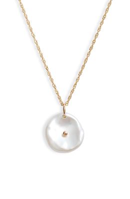 Poppy Finch Petal Pearl Pendant Necklace in 14Kyg