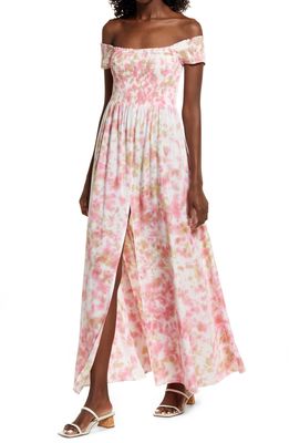 Area Stars Leia Off the Shoulder Maxi Dress in Pink Multi