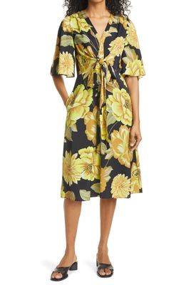 KOBI HALPERIN Carrie Floral Tie Front Dress in Daffodil Multi