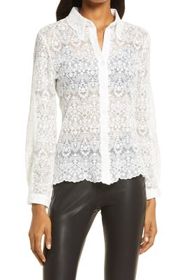 Amy Lynn Lace Long Sleeve Blouse in White