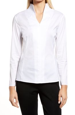 Ming Wang Long Sleeve Blouse in White