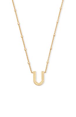 Kendra Scott Initial Pendant Necklace in Gold Metal-U