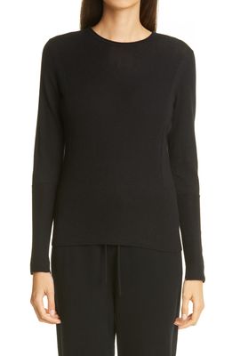 St. John Collection Fitted Cashmere Crewneck Sweater in Black