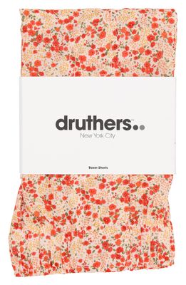 Druthers Floral Organic Cotton Boxers in White/Light Red