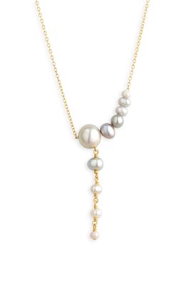 Chan Luu Freshwater Pearl Y-Necklace in Grey Pearl
