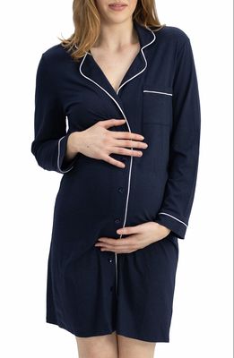Angel Maternity Maternity/Nursing Nightshirt in Navy