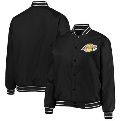 Women's JH Design Black Los Angeles Lakers Plus Size Poly Twill Full-Snap Jacket