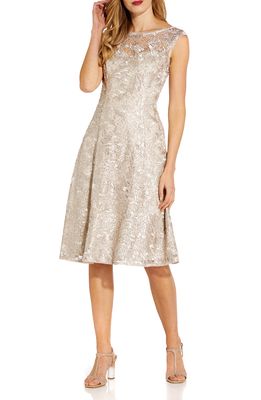 Adrianna Papell Embroidered Cocktail Dress in Marble