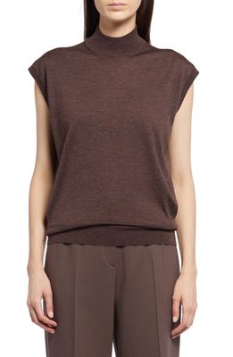 The Row Domicella Cap Sleeve Cashmere & Silk Blend Top in Saddle Brown