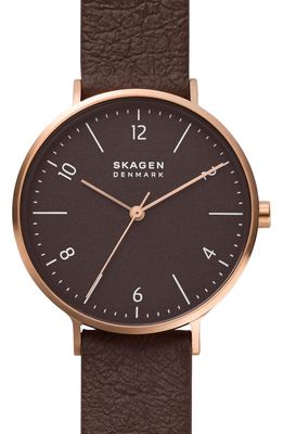 Skagen Aaren Natural Faux Leather Strap Watch