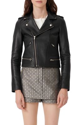 maje Leather Jacket in Black