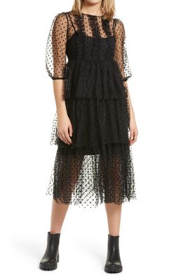 Amy Lynn Dover Tiered Mesh Dress in Black