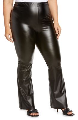 River Island Faux Leather Flare Leg Pants in Black