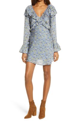 Free People Sweetest Thing Long Sleeve Minidress in Midnight Cowboy