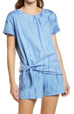 beachlunchlounge French Terry Side Tie T-Shirt in Light Indigo