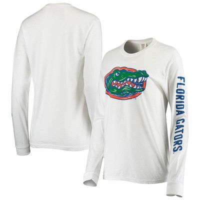 SUMMIT SPORTSWEAR Women's White Florida Gators Drawn Logo Oversized Long Sleeve T-Shirt