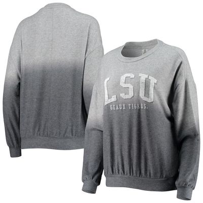 Women's Gameday Couture Charcoal/Gray LSU Tigers Slow Fade Hacci Ombre Pullover Sweatshirt
