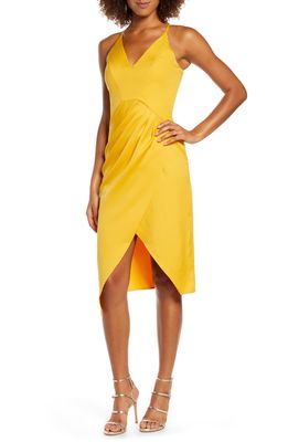 Chi Chi London Naima Asymmetrical Cocktail Dress in Yellow