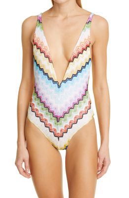 Missoni Zigzag One-Piece Swimsuit in Chevron Multicolor