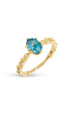 Azura Jewelry Blue Topaz Ring in Yellow Gold