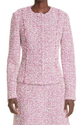 St. John Collection Boucle Slub Knit Jacket in Red Violet Multi