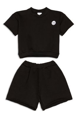 Miles and Milan Kids' Khary Short Sleeve Sweatshirt & Shorts Set in Black
