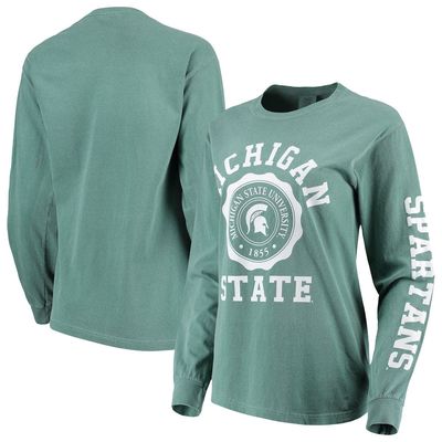 SUMMIT SPORTSWEAR Women's Green Michigan State Spartans Oversized Comfort Colors University Seal Long Sleeve T-Shirt