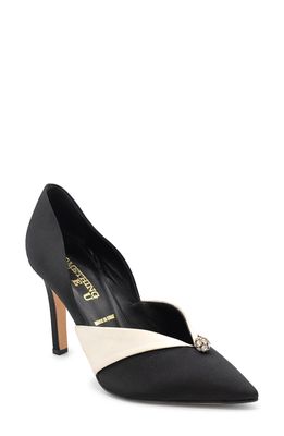 Something Bleu Selah d'Orsay Pump in Black/White Satin