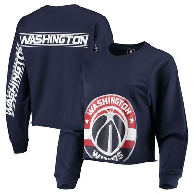 Women's FISLL Navy Washington Wizards Cropped Long Sleeve T-Shirt