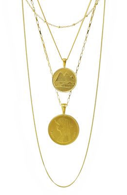 Omi Woods Egyptian Coin II Set of 4 Necklaces in Yellow Gold