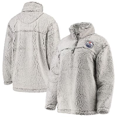 Women's G-III 4Her by Carl Banks Gray Edmonton Oilers Sherpa Quarter-Zip Pullover Jacket