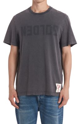 Golden Goose Distressed Cotton Graphic Tee in Anthracite