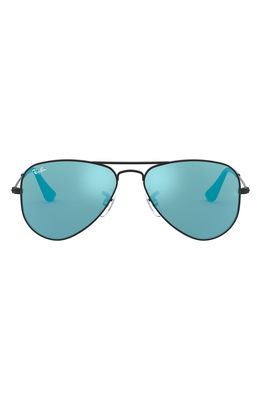 Ray-Ban Junior 50mm Mirrored Aviator Sunglasses in Black/Blue Mirror